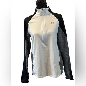 Under Armour Cold Gear Women’s Large White Black Grey Half Zip Pullover Sweater
